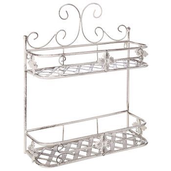 Estantería De Metal Blanco 52 Cm Baño Pared Envejecido Vintage Marayes