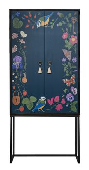 Armario aparador 2 puertas MDF estampado floral verde y malva