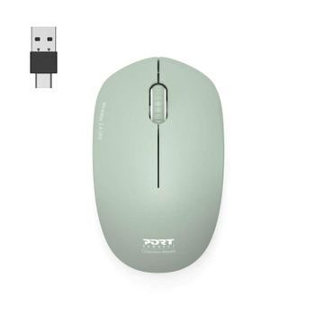 Ratón PORT DESIGNS 900543 inalámbrico RF 1600 DPI verde ambidiestro