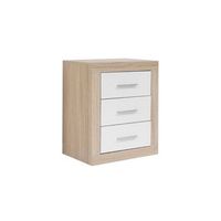 mesita de noche kiara 3 cajones cambria y blanco 50x60 cm