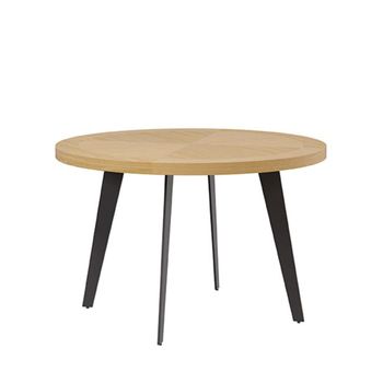 Mesa de comedor redonda de 120cm roble con patas negras