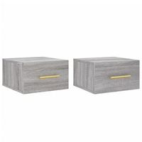 pack 2 uds mesitas de noche de pared flotantes mesilla color gris sonoma 35x35x20 cm