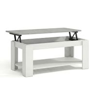 mesa de centro elevable con almacenaje 102x43-54 cm blanco cemento