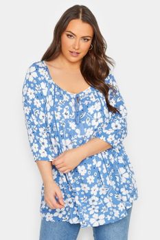 Yours Blusa Bohemia Azul De Flores, Mujer Curvy Y Tallas Grandes, Yours