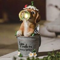estatua de jardin - cachorro con chicle y luces led solares para decoracion de interiores y exteriores patio y cesped 298 x 156 cm decoracion para fiestas de temporada
