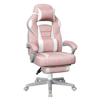 Silla de Oficina Respaldo Ajustable, Rosa Jalea + Blanco Crema