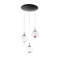 ariel - lampara colgante circular de 3 luces con formas fabas luce - led regulable de 21 w - floron redondo transparente de 35 cm de diametro
