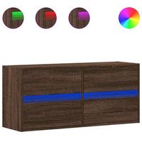 mueble de tv de pared con luces led marron roble 100x31x45 cm vidaxl