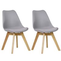 set 2 sillas de comedor sillas de cocina patas de madera estilo nordico - gris - woltu