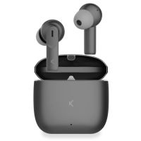 ksix meteor auriculares inalambricos con estuche metalico control tactil grises