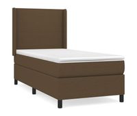 cama box spring con colchon tela marron oscuro 80x200 cm diseno plano
