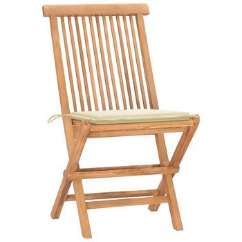 Set Comedor De Jardín Plegable 3 Piezas | Mueble De Jardín Madera De Teca Cojines