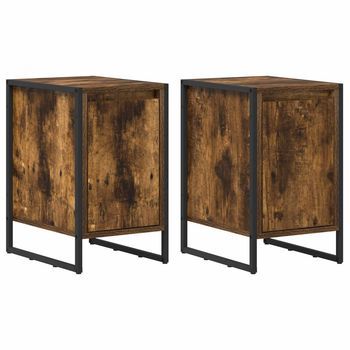 Mesa De Noche 2 Uds. Roble Humo 39,5 X 30 X 50 Cm Vidaxl