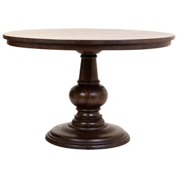 Mesa de comedor redonda de madera de mango acabado color nogal 120x77