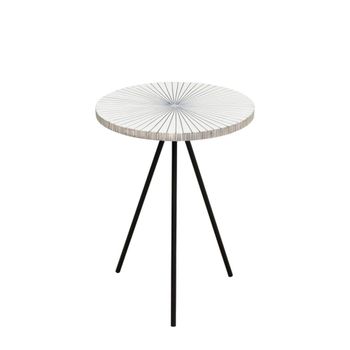 Mesa auxiliar de metal blanco y negro