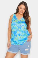 yours top sin mangas azul semitransparente tie dye mujer curvy y tallas grandes yours