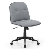 costway silla de oficina sin brazos giratoria con altura ajustable funcion mecedora y ruedas ideal para espacios pequenos gris