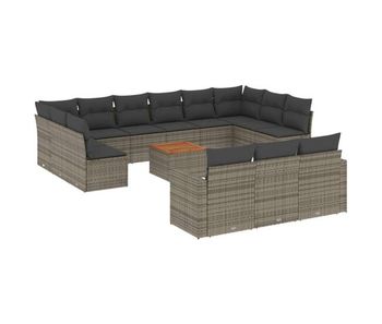 Vidaxl set de sofás de jardín 14 pzas con cojines ratán sintético gris