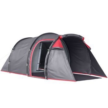 Outsunny Tienda de Campaña Familiar para 2-3 Personas Impermeable Protección UV Vestíbulo Amplio 426x206x154 cm Gris Oscuro   Aosom España