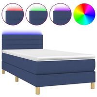 cama box spring con colchon y led tela azul 90x190 cm vidaxl