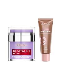 loreal paris hyaluronic filler water cream  lumi glotion bundle various shades - 904 deep glow