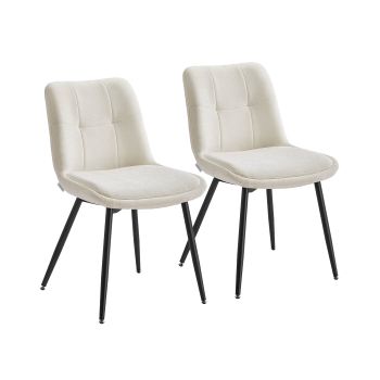 Juego de 2 Sillas de Comedor, Blanco Crema