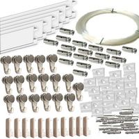 pack basic rm de 9 metros guias de aluminio blanco o plata con 18 colgadores nylon para colgar cuadros