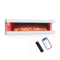 costway chimenea electrica de pared 60 pulgadas tres caras con temporizador efecto llama calefaccion dos niveles 1524 x 206 x 418 cm blanco