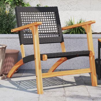 Sillas De Jardín 2 Uds | Conjunto Mueble Jardin Madera De Acacia Y Ratán Sintético Negro Cfw81161