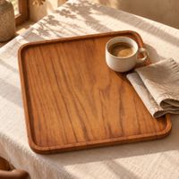 plato de madera de teca en marron 20x20x2 cm