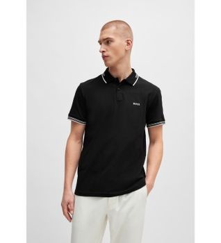 BOSS para hombre. 50506193 Polo Paul negro (S), Casual, Algodón, Manga corta