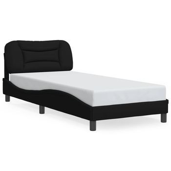 Cama Para Adulto | Cama Individual | Estructura De Cama Con Luces Led Tela Negro 90x200 Cm