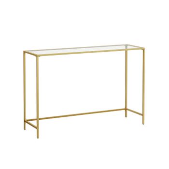Mesa de Entrada Moderna, Dorado Pálido + Transparente / 1 Tire (35P x 120L CM)