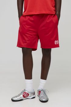 Pantalón Corto Holgado De Tejido Por Urdimbre Con Cintura Elástica Y Colores En Bloque, Rojo