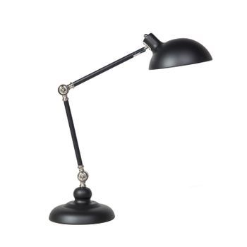 Lámpara De Mesa De Metal Negro 80 Cm Brazo Ajustable Pantalla Moderna Meramec