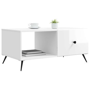Mesa De Café - Mesa De Centro - Mesa Baja Brillante 90 X 50 X 40 Cm Madera De Ingeniería