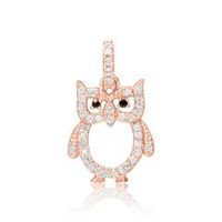 colgante buho de plata 925 chapada en oro rosa circonita cubica