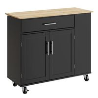 isla de cocina con ruedas negro mate 990x400x843 cm fkw133-sch