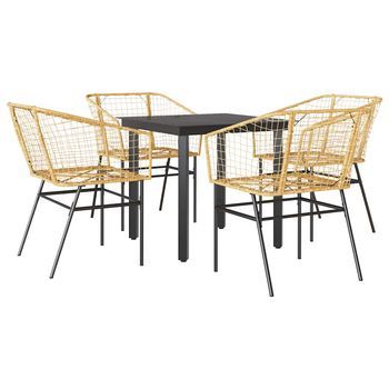 Juego De Comedor Jardín 5 Uds Ratán Sintético Marrón Cfw475895