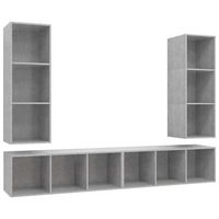 muebles de salon de pared 4 uds  mueble tv madera ingenieria gris hormigon cfw42287
