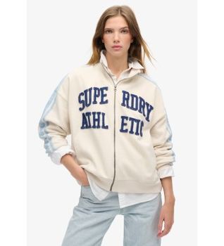Superdry para mujer. W2012163A Sudadera Athletic Applq Loose Zip Track beige (XL), Casual, Algodón