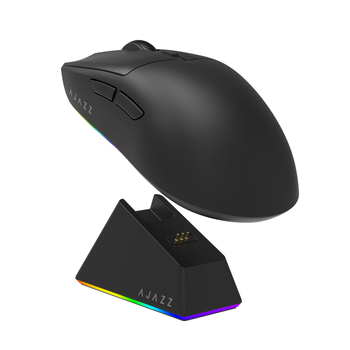 Ratón para Juegos Ajazz AJ139 V2 MC con Base de Carga, Sensor PAW3311 Ajustable de 12000DPI, 3 Modos, Ratón Inalámbrico, Batería de 500mAh