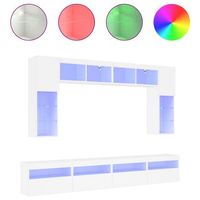 mueble de pared de tv con luces led 8 piezas blanco vidaxl