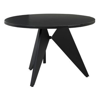 Mesa De Jardín De Metal Negro 110 Cm Moderno Comedor Exterior Olmetto