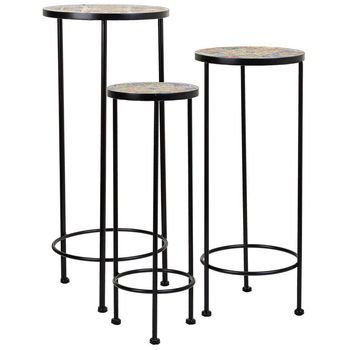 Soportes Set 3 Pzas De Mosaico Y Forja Negro