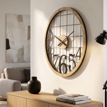 Reloj de pared de metal marrón y madera ø 60x2,5 cm