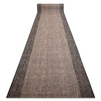 alfombra de pasillo sisal sion 6053 marco tejido plano negro  marro 80x490 cm