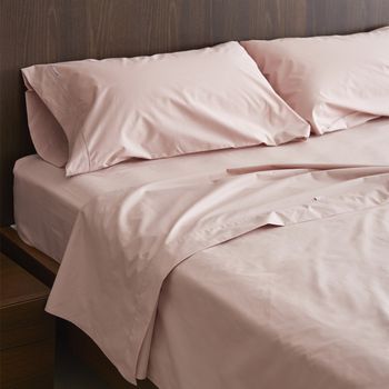 Juego De Sábanas Liso 200h Color Nude. Cama De 150/160 (2 Alm) Cm. 4 Piezas