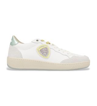 Blauer para mujer. S5OLYMPIA11 Zapatillas de Piel Olympia11 beige (37), Plano, Cordones, Casual