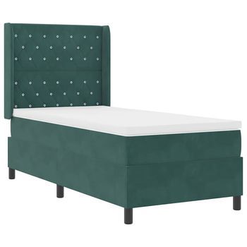 Cama Con Box Spring Led Y Colchón Verde Oscuro 100 X 200 Cm